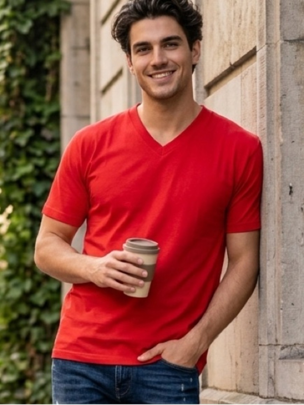 21 PRO USA Adult Active Short Sleeve V-neck Stylish Plain T Shirt Size XL